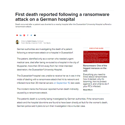 First death due to ransomware_Zdnet