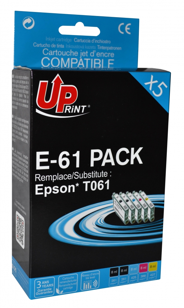 Pack PREMIUM compatible EPSON T061, 5 cartouches