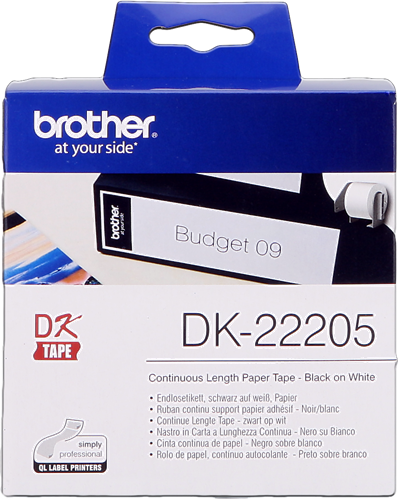 Brother Rouleau de papier continu DK-22205 Noir sur blanc, 62 mm de large