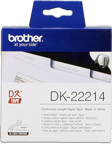 Brother Rouleau de papier continu DK-22214 Noir sur blanc, 12 mm de large
