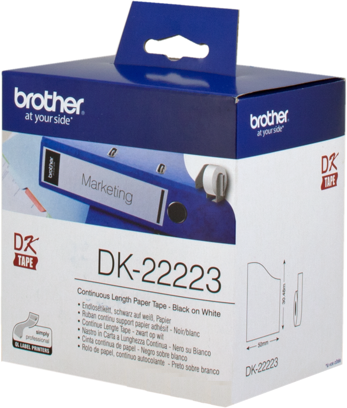 Brother Rouleau de papier continu DK-22223 Noir sur blanc, 50 mm de large