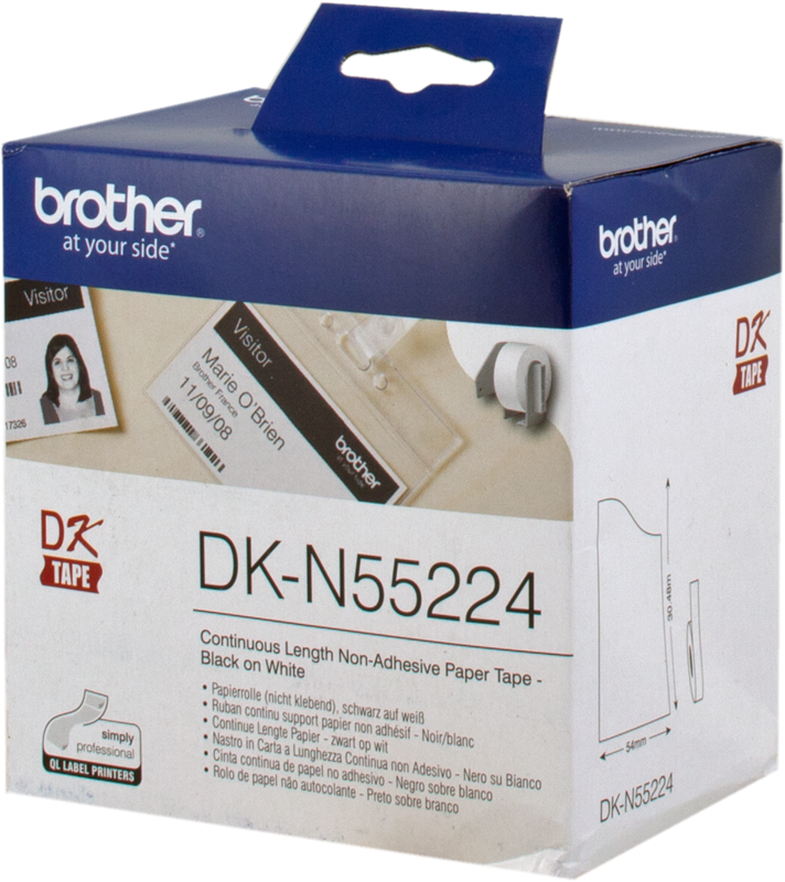 Brother Rouleau de papier continu sans adhésif DK-N55224 Noir sur blanc, 54 mm