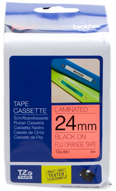 Brother TZe-B51 (TZ-B51)Ruban noir sur orange fluo