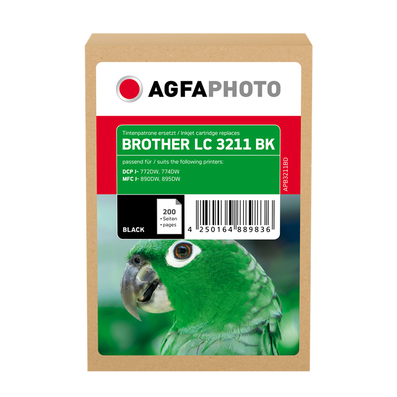 Compatible avec Brother LC-3211 (LC3211BK) Agfa Photo APB3211BD Cartouche d'encre Noir
