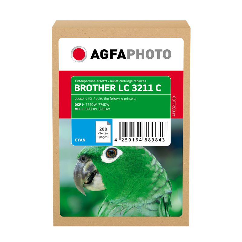 Compatible avec Brother LC-3211 (LC3211BK) Agfa Photo APB3211CD Cartouche d'encre Cyan