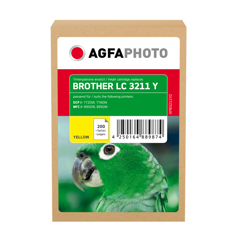 Compatible avec Brother LC-3211 (LC3211Y) Agfa Photo APB3211YD Cartouche d'encre Jaune