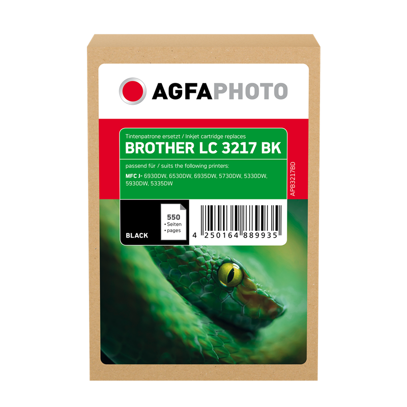 Compatible avec Brother LC-3217 (LC3217BK) Agfa Photo APB3217BD Cartouche d'encre Noir