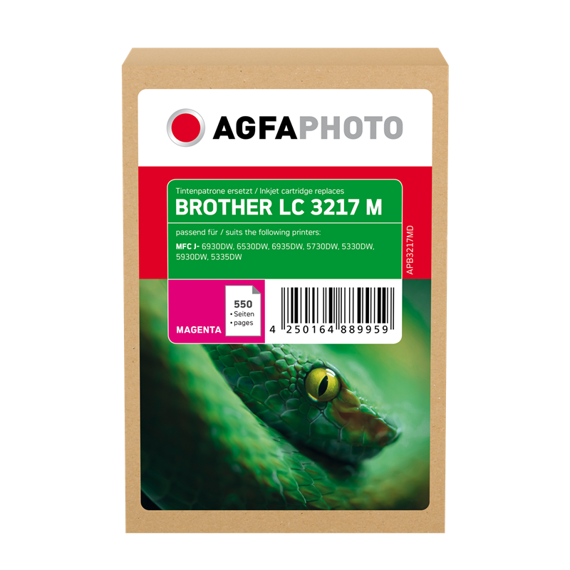 Compatible avec Brother LC-3217 (LC3217M) Agfa Photo APB3217MD Cartouche d'encre Magenta