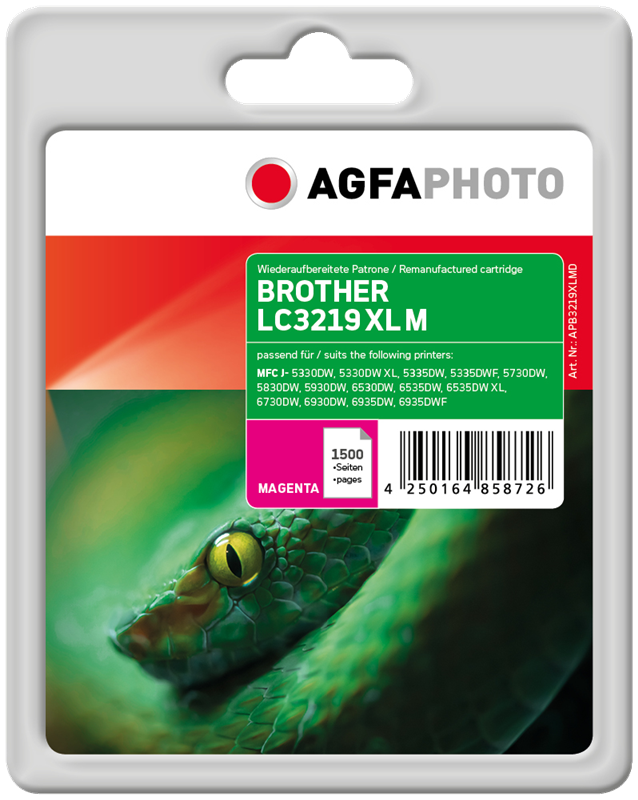 Compatible avec Brother LC-3219XL (LC3219XLM) Agfa Photo APB3219XLMD Cartouche d'encre Magenta