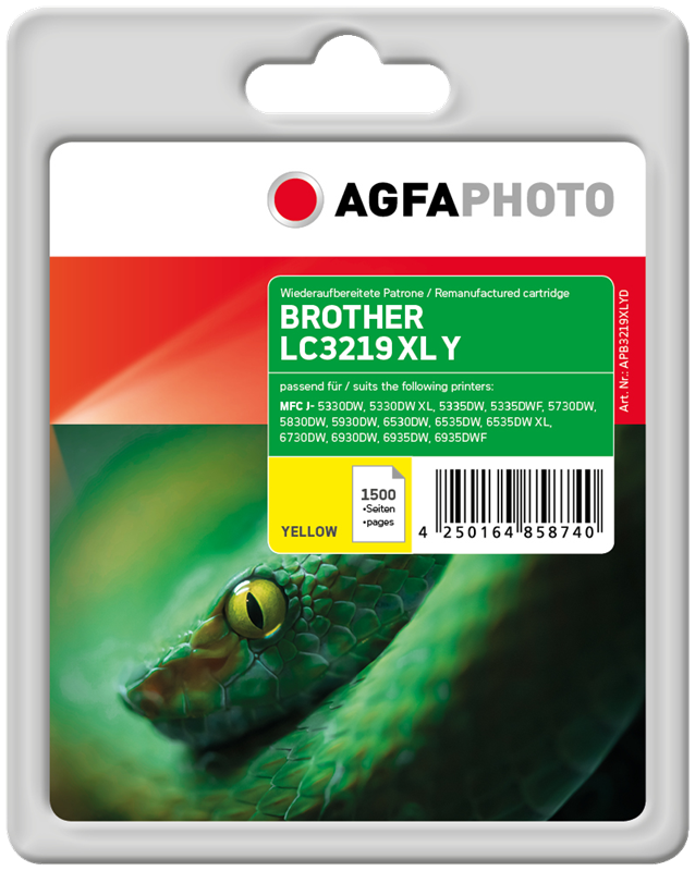 Compatible avec Brother LC-3219XL (LC3219XLY) Agfa Photo APB3219XLYD Cartouche d'encre Jaune