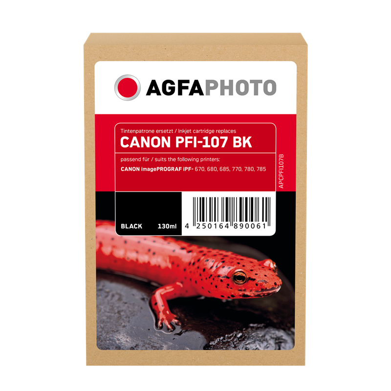 Compatible avec Canon PFI-107bk (6705B001) Agfa Photo APCPFI107B Cartouche d'encre Noir