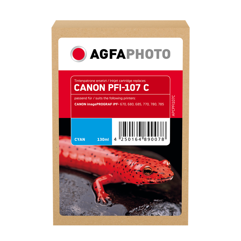 Compatible avec Canon PFI-107c (6706B001) Agfa Photo APCPFI107C Cartouche d'encre Cyan