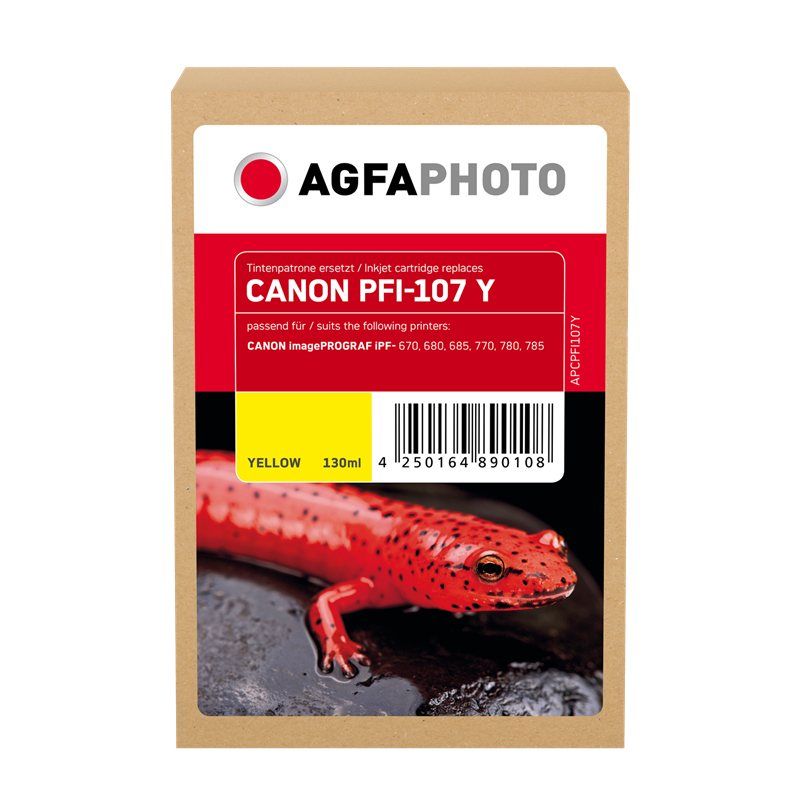 Compatible avec Canon PFI-107y (6708B001) Agfa Photo APCPFI107Y Cartouche d'encre Jaune