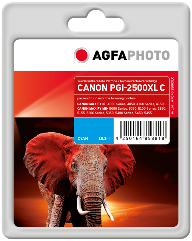 Compatible avec Canon PGI-2500c XL (9265B001) Agfa Photo APCPGI2500XLC Cartouche d'encre Cyan