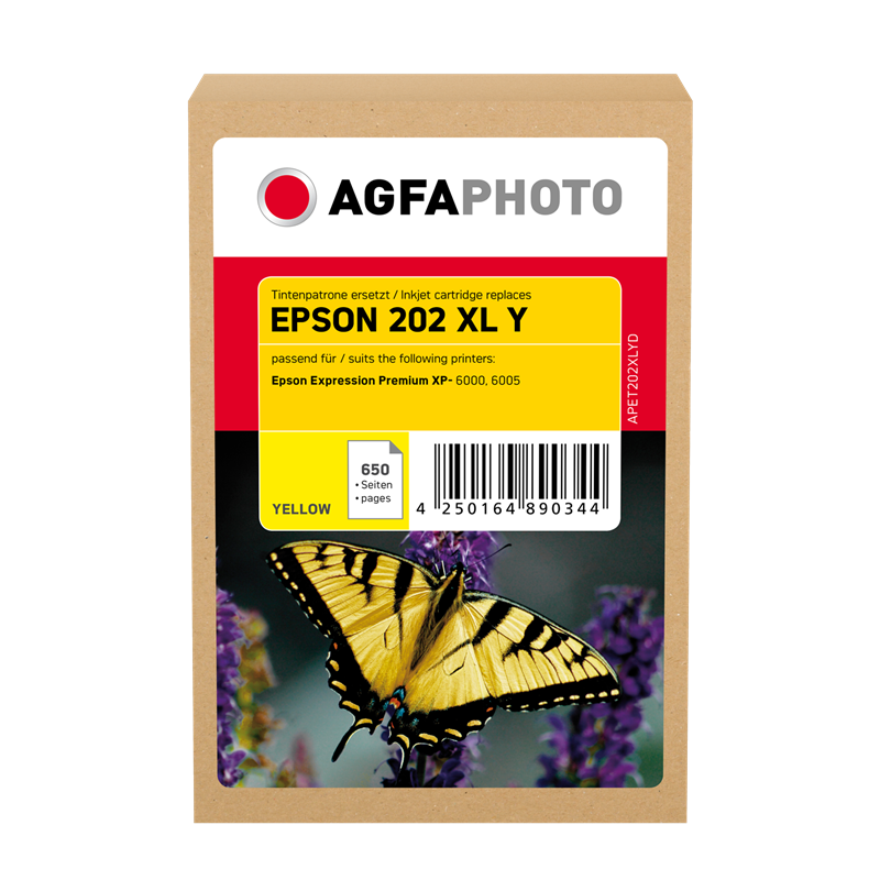 Compatible avec Epson 202XL (C13T02H44010) Agfa Photo APET202XLYD Cartouche d'encre Jaune