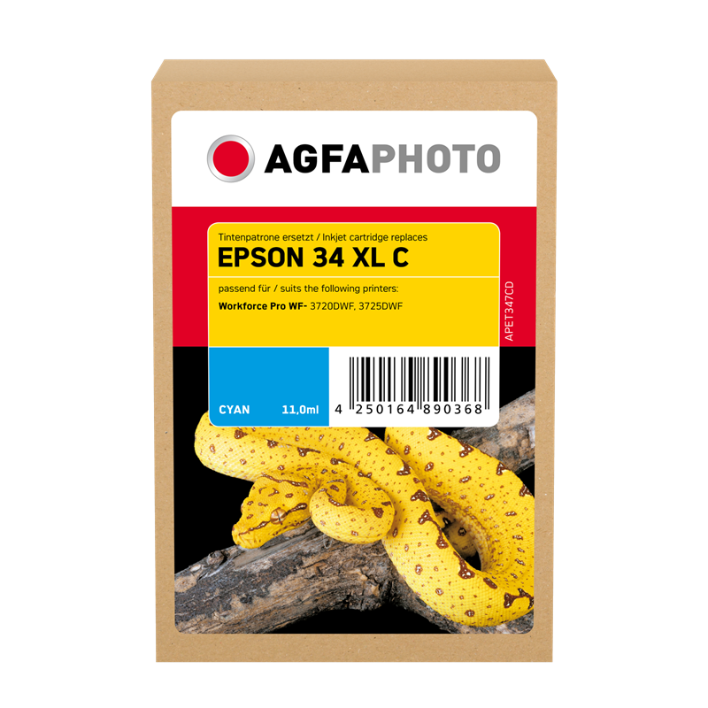 Compatible avec Epson T3472 (C13T34724010) Agfa Photo APET347CD Cartouche d'encre Cyan