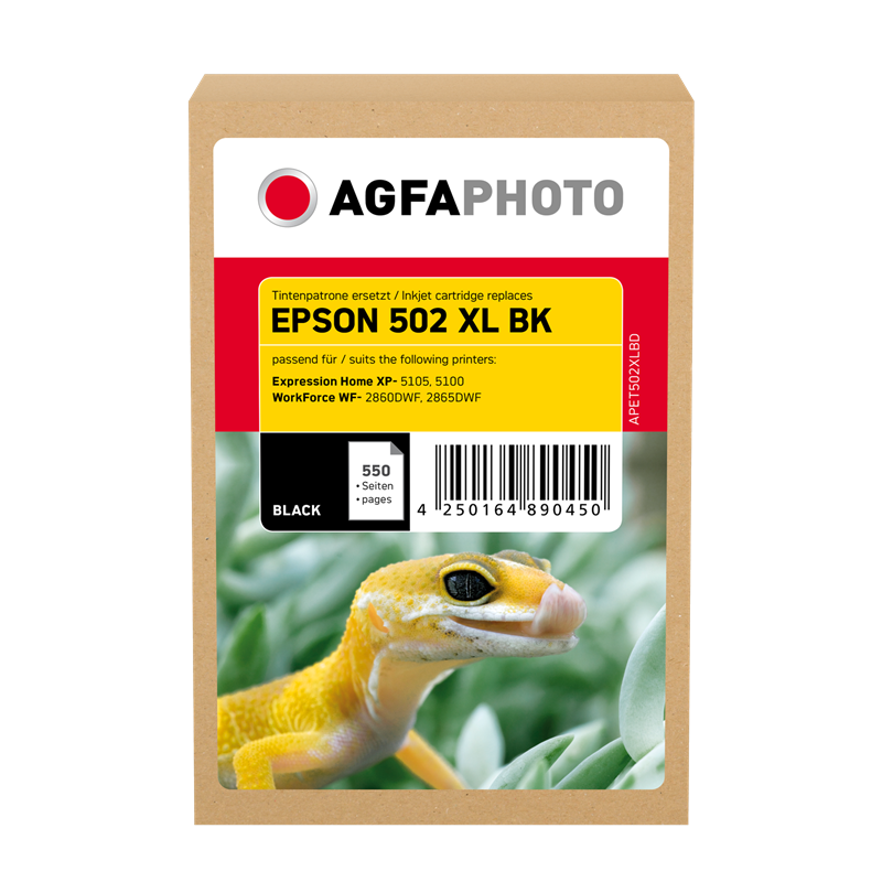 Compatible avec Epson 502XL (C13T02W14010) Agfa Photo APET502XLBD Cartouche d'encre Noir