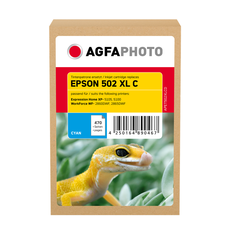 Compatible avec Epson 502XL (C13T02W24010) Agfa Photo APET502XLCD Cartouche d'encre Cyan