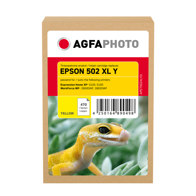 Compatible avec Epson 502XL (C13T02W44010) Agfa Photo APET502XLYD Cartouche d'encre Jaune