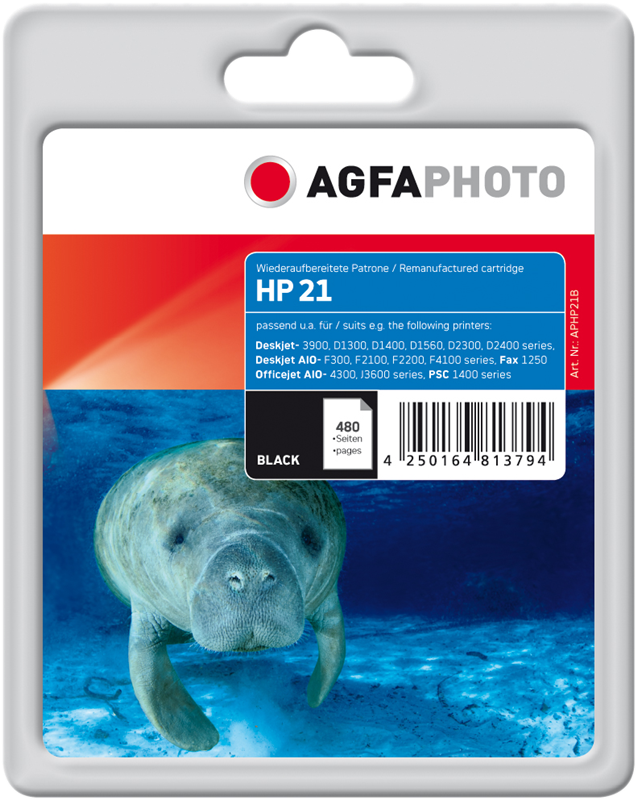 Compatible avec HP 21 (C9351AE) Agfa Photo APHP21B Cartouche d'encre noir