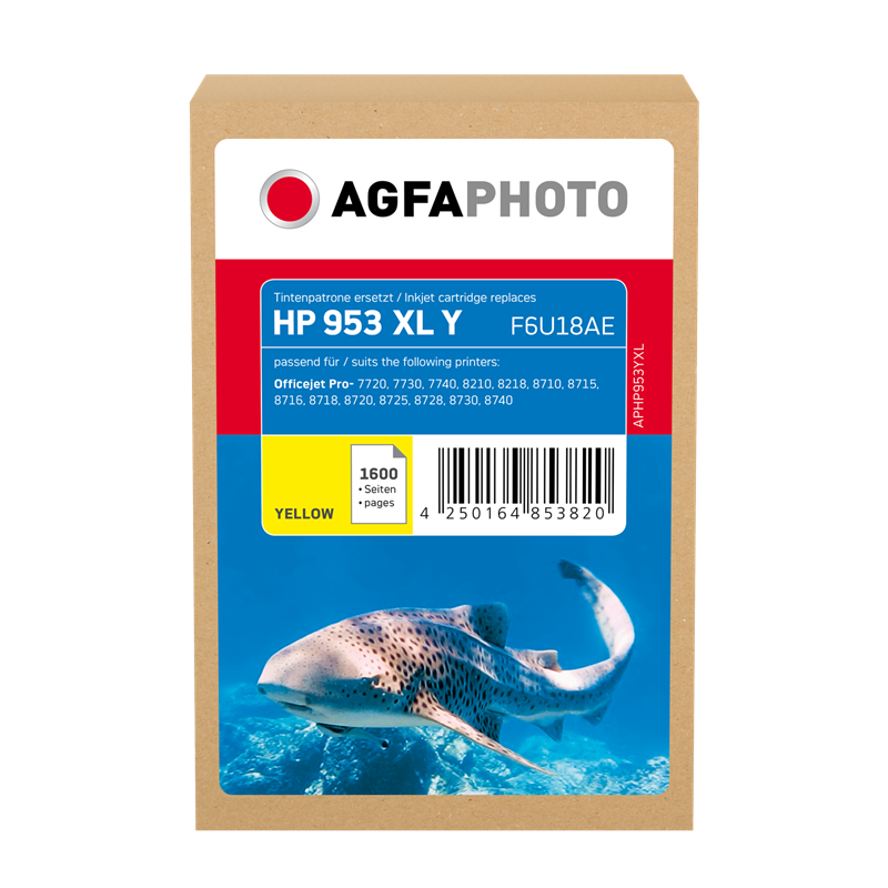 Compatible avec HP 953 XL (F6U18AE) Agfa Photo APHP953YXL Cartouche d'encre Jaune