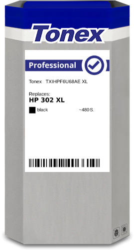 Compatible avec HP 302XL BK Tonex 302XL (TXIHPF6U68AE) Cartouche d'encre Noir