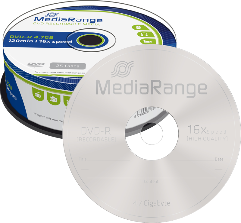 MediaRange DVD-R 4.7GB cakebox de 25 pcs