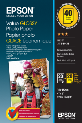 Epson papier photo 10x15 180 grs - 20+20 feuilles