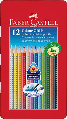 FABER-CASTELL Crayon de couleur Colour Grip boîte métal de 12