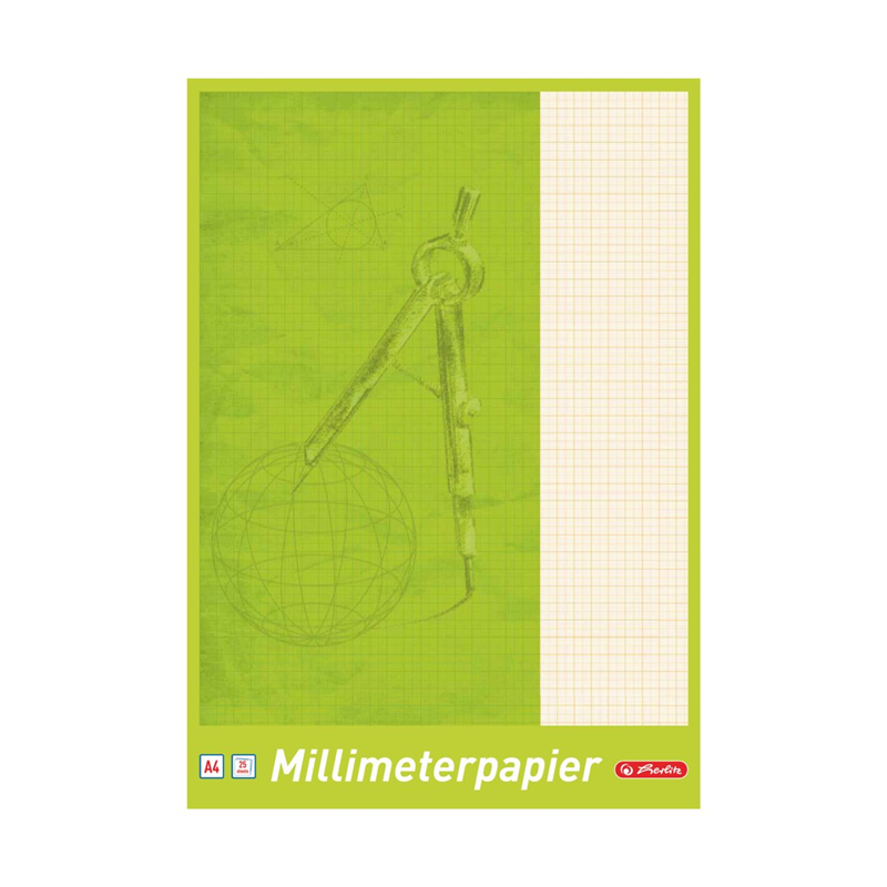 Bloc de papier millimétré A4, 80 g/m2, 25 feuilles