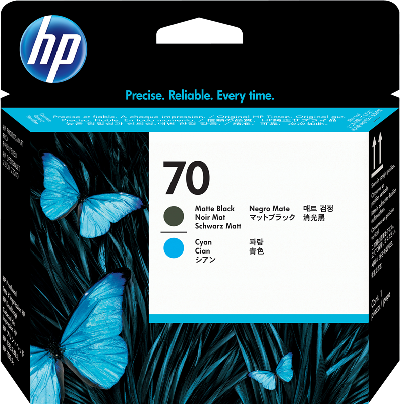 HP Tête d'impression 70 (C9404A) cyan/noir mat