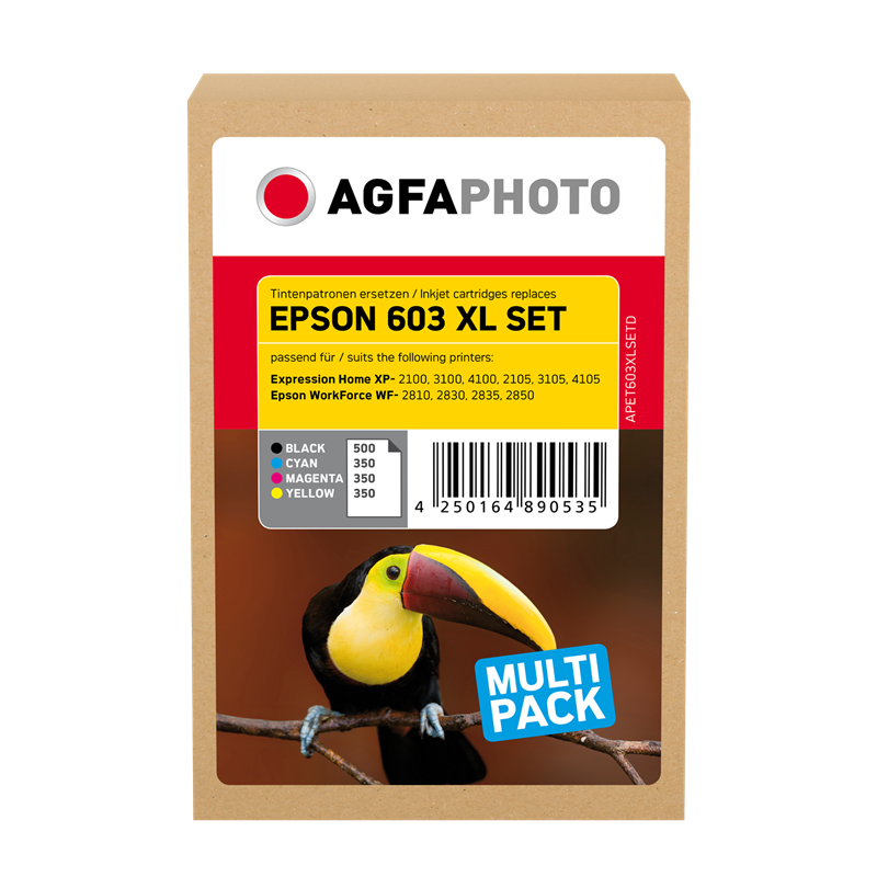 Compatible avec Epson 603XL (C13T03A64010) Agfa Photo APET603XLSETD Multipack Noir / Cyan / Magenta 
