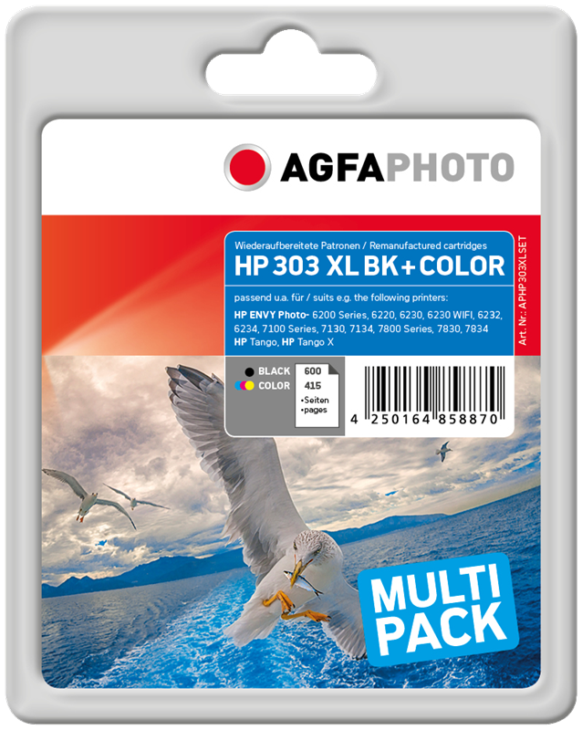 Compatible avec HP 303XL (3YN10AE) Agfa Photo APHP303XLSET Multipack Noir / couleurs