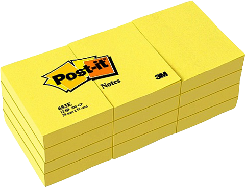 Notes Post-itÂ® de 100 feuilles jaune pastel. 38x51mm