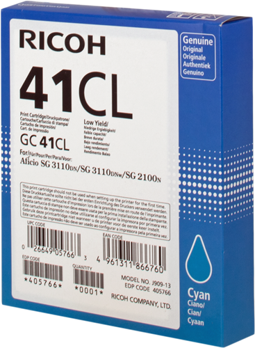 Ricoh cartouche gel encre GC-41CL cyan
