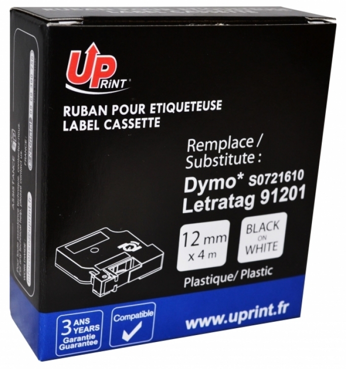 Dymo Ruban LetraTag noir/blanc plastique (91201, S0721610)