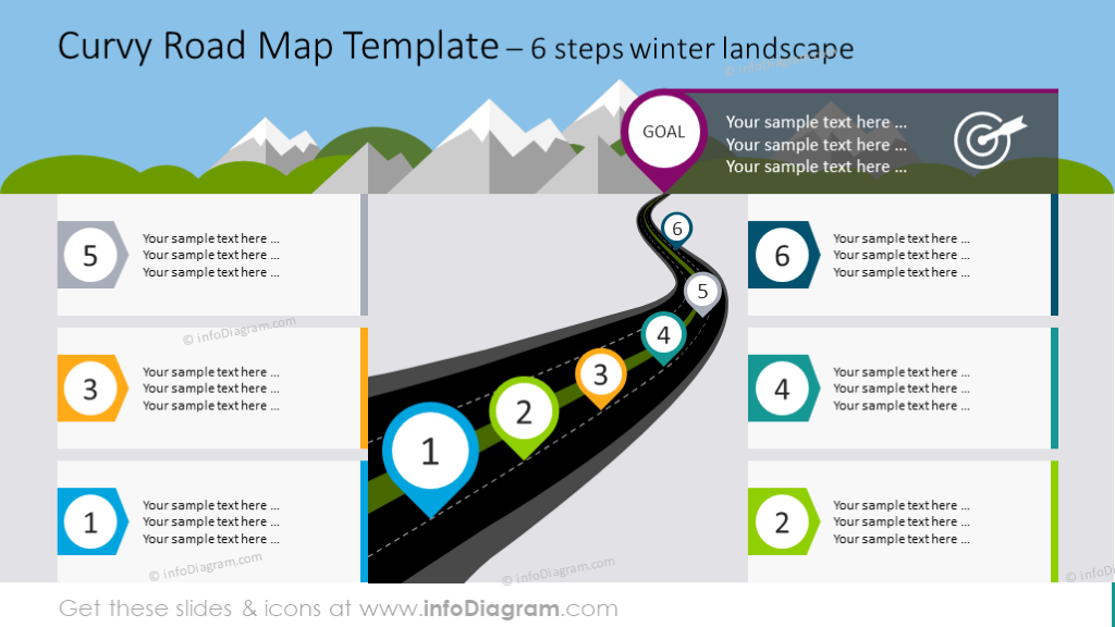 3d Curved Road Map Powerpoint Journey Highway Infographic 2037