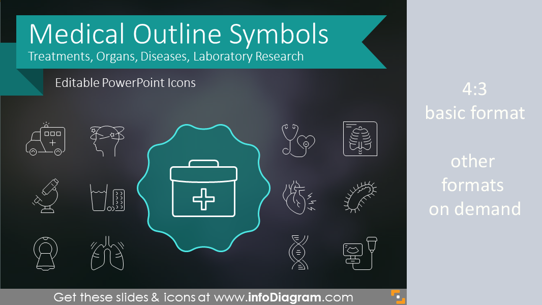 Modern Medical Signs & Health Outline Symbols for PPT presentations