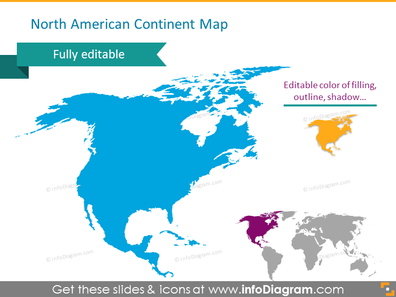 Map Of Usa Canada Mexico In Powerpoint