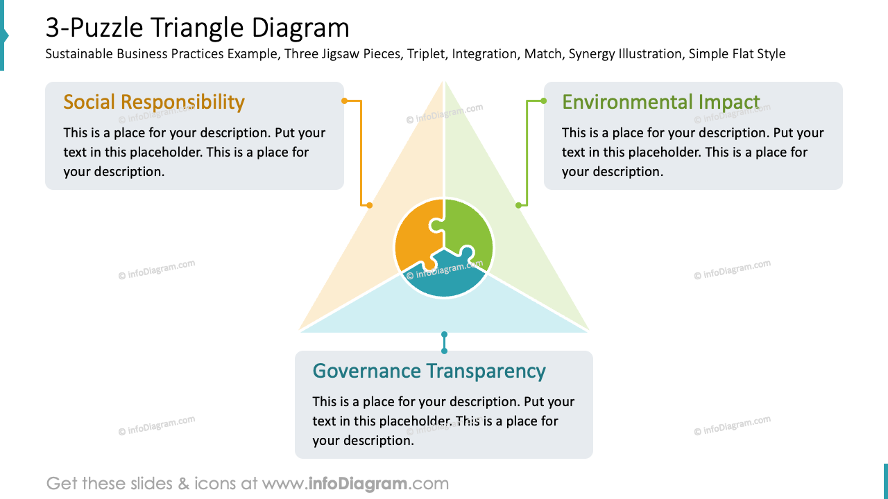 5 parts puzzle integrity diagram grey gradient text ppt icons