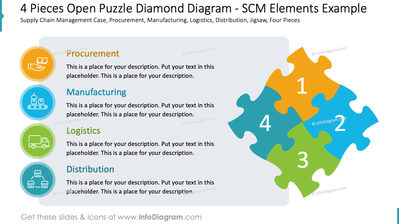 puzzle 6 pieces open diagram powerpoint