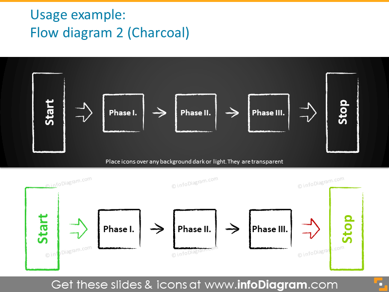 handdrawn arrows fork crossing cycle charcoal powerpoint icons