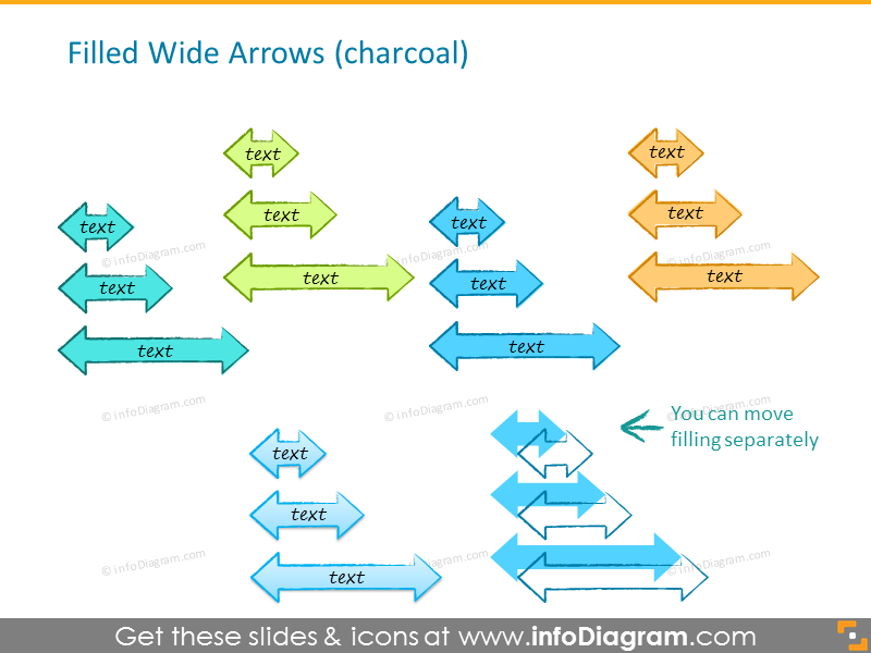 Filled wide arrows in charcoal style