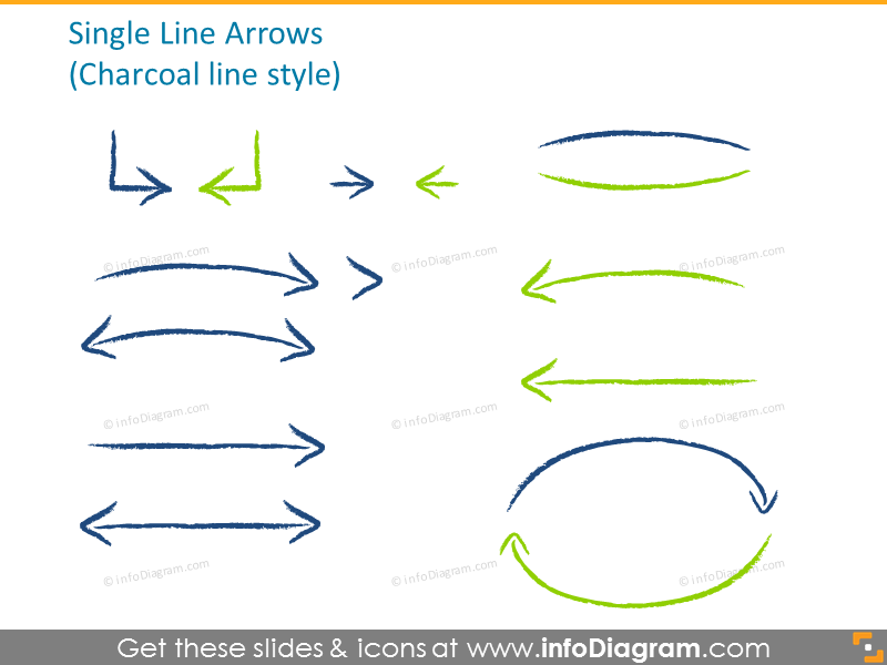 Single line arrows in charcoal line style