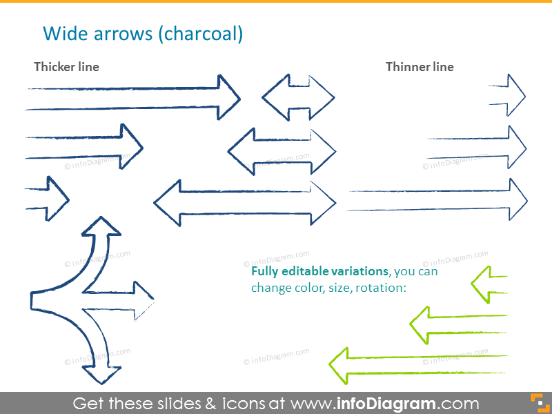 Wide arrows in charcoal style