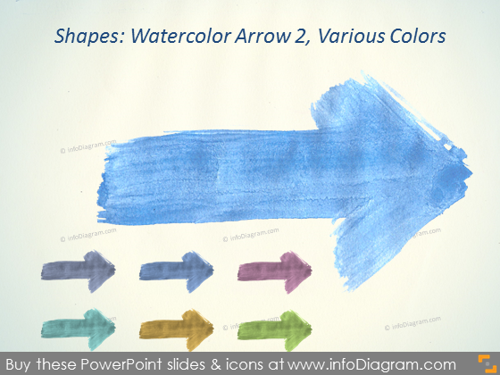 Watercolor arrow handrawn Brush Aquarelle ppt icons