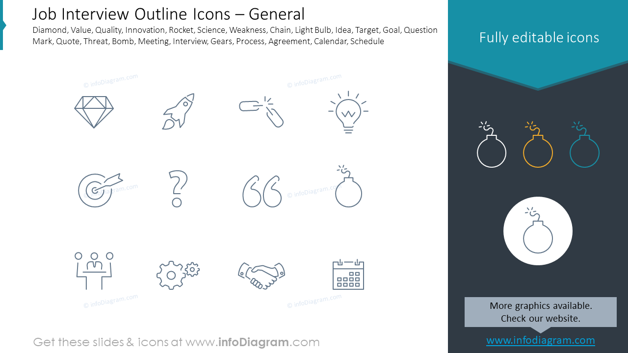 Job Interview Outline Icons – General