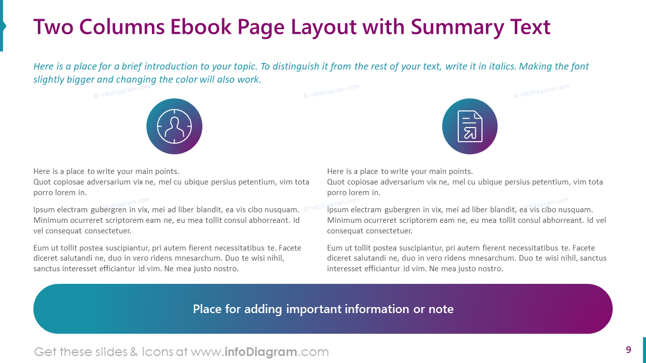 Two Columns eBook Page Layout with Summary Text