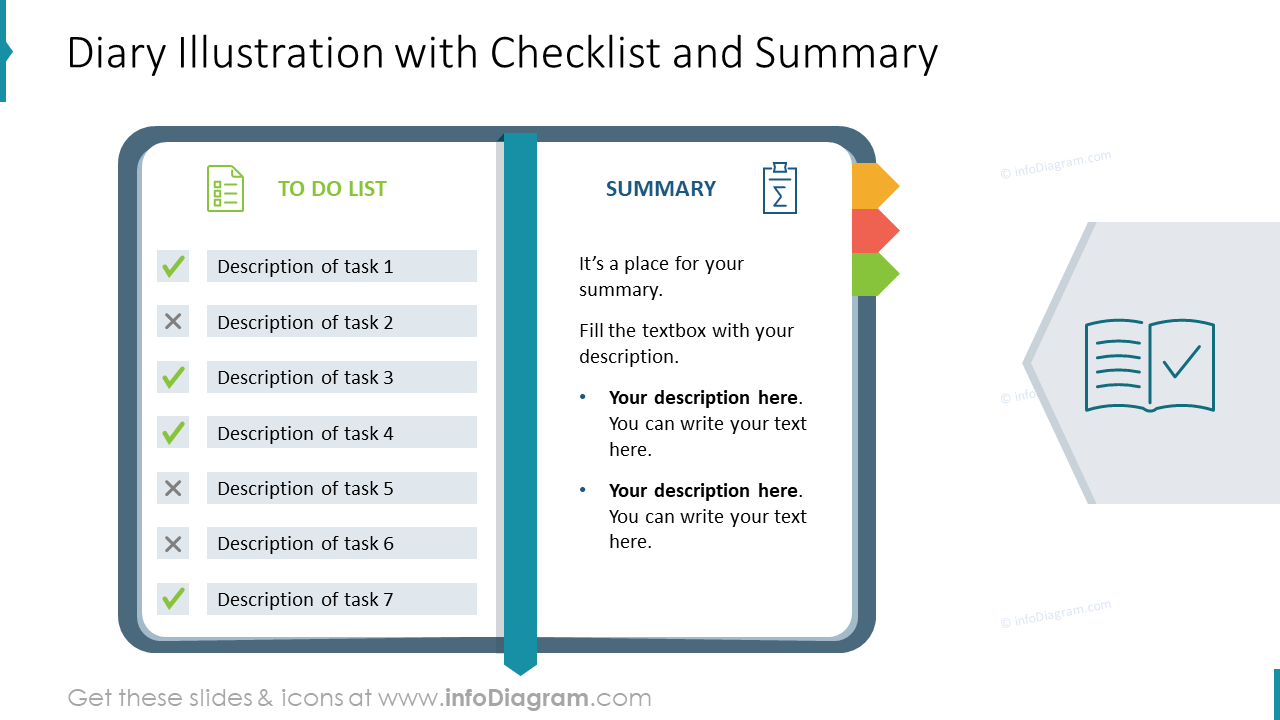 Diary Illustration with Checklist and Summary