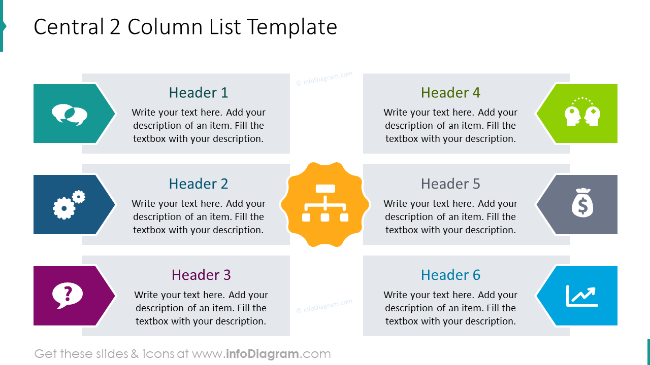 Central 2 column list infographics